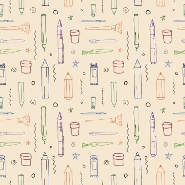 Vektör seamless modeli farklı çizim araçları ile