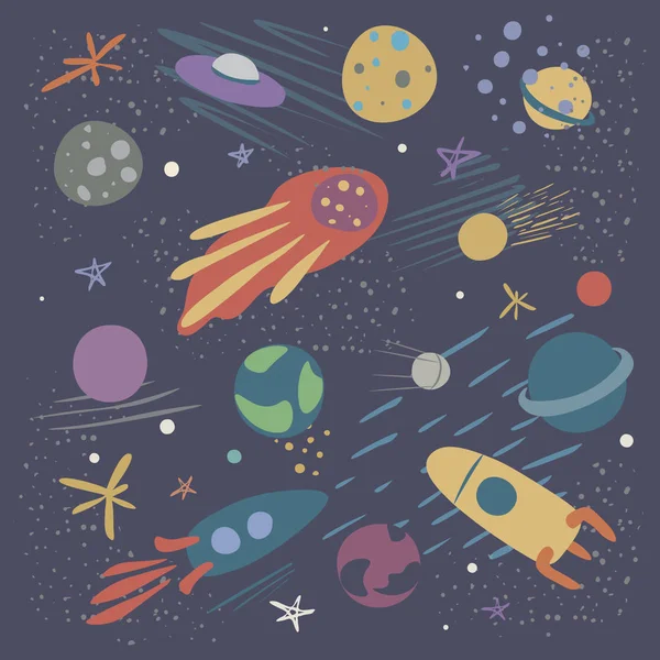 Vector illustration on the theme of space — Stock Vector