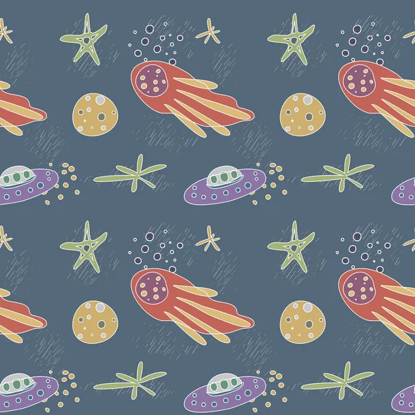 Vector seamless pattern on the theme of space