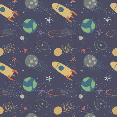 Uzay temalı vektör seamless modeli