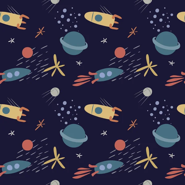 Vector seamless pattern on the theme of space