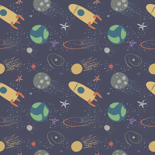 Vector seamless pattern on the theme of space