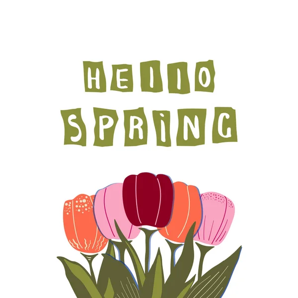Frühlingsvektorillustration mit Dekor von Tulpen — Stockvektor