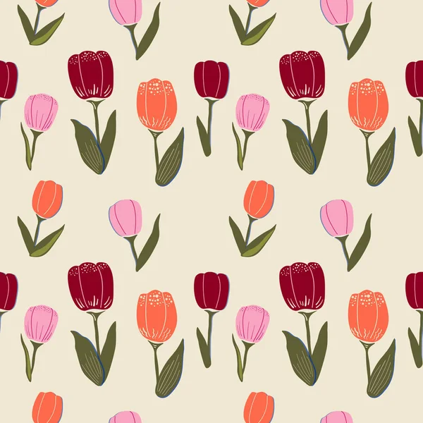 Vektorové bezešvé vzor s tulipány — Stockový vektor