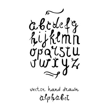 Vektör alfabesi, fırça, elle çizilmiş boyalı. Hat sanatı, yazı.