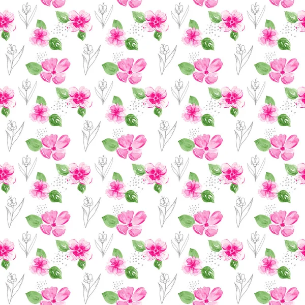 Seamless pattern with flowers and leaves — Stock Photo, Image