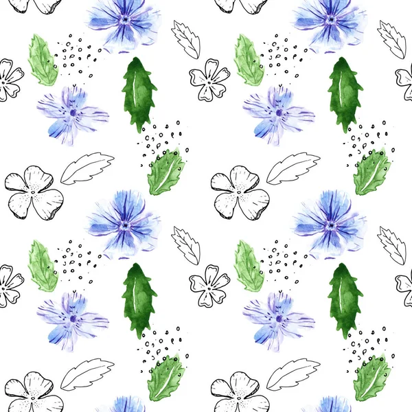 Seamless pattern with flowers and leaves — Stock Photo, Image