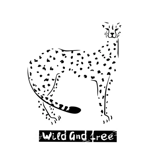 Çita siluetli vektör illüstrasyonu — Stok Vektör