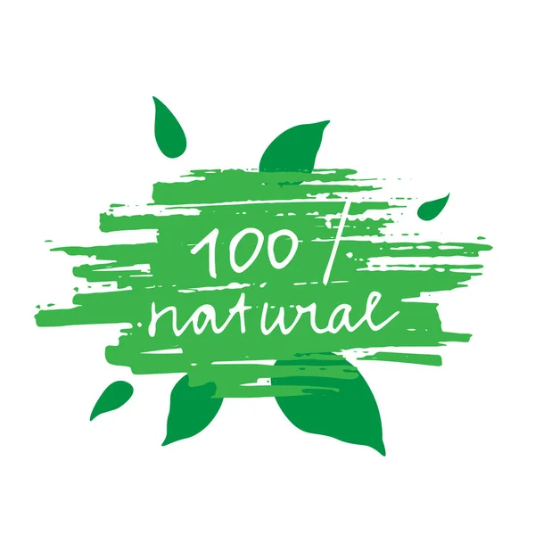 100 φυσική πράσινη έννοια με το χέρι χαραγμένα γράμματα και την υφή — Διανυσματικό Αρχείο