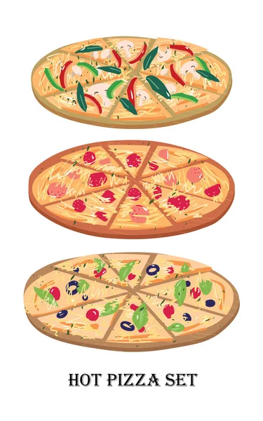 Ahşap bir tahta üzerinde Pizza dilimleri — Stok Vektör