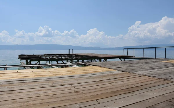 Altes Dock Ohrid See — Stockfoto