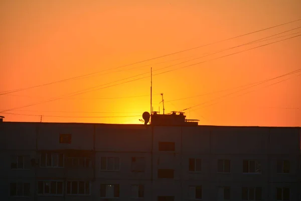 Sundown Sunset Residential Buildings — Stock Photo, Image