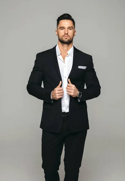 Handsome Man Black Suit — Stock Photo, Image