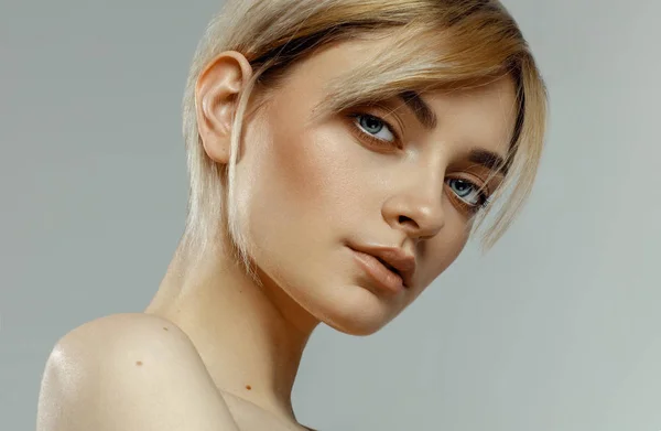 Beauty Portrait Fashion Female Model Natural Skin — Stock Photo, Image