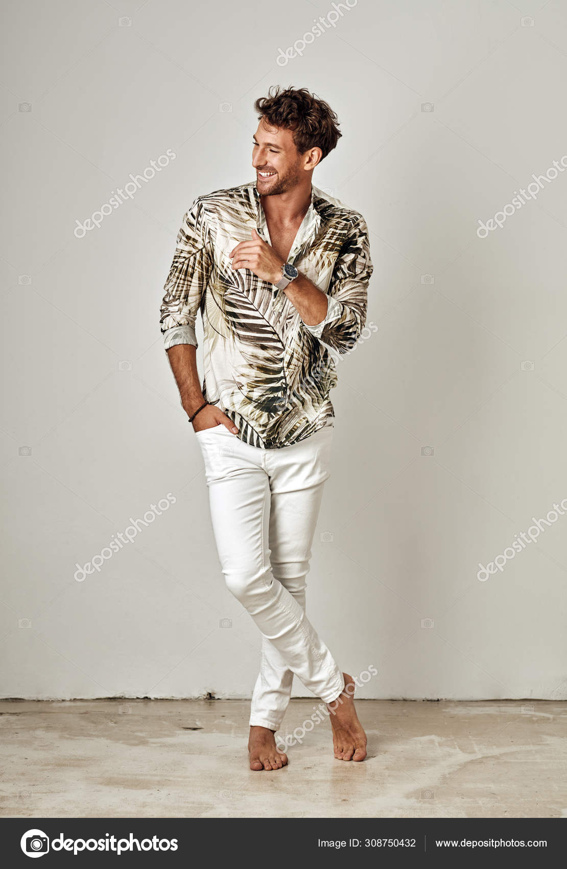 depositphotos 308750432 stock photo handsome man summer outfit posing
