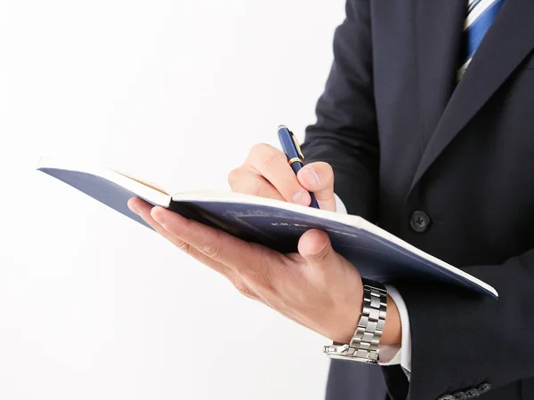 Japonés Hombre Negocios Tomando Notas — Foto de Stock