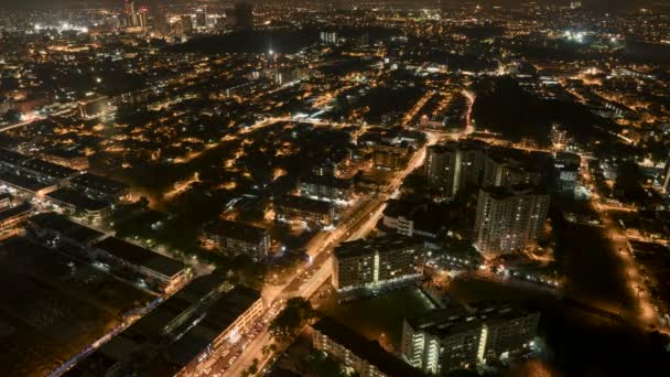 Vista Superior Ciudad Malaca Durante Hermosa Noche Timelapse — Vídeos de Stock