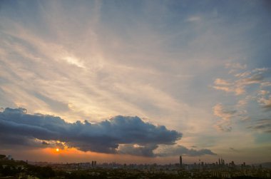 Bukit ampang'dan Kuala Lumpur şehrinin gün batımı manzarası, Kuala Lumpur, Malezya.