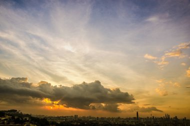 Bukit ampang'dan Kuala Lumpur şehrinin gün batımı manzarası, Kuala Lumpur, Malezya.