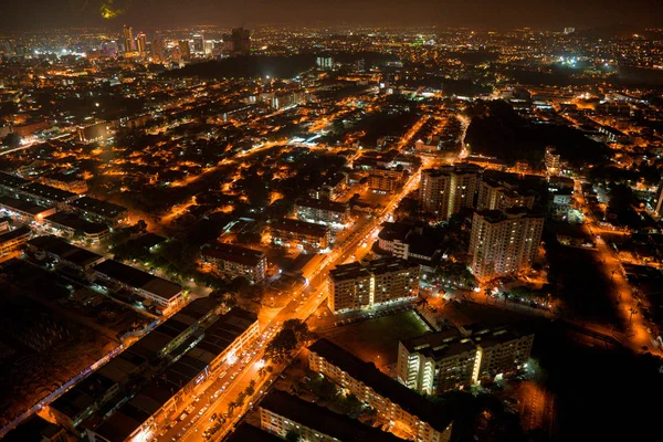 Top uitzicht van Malakka stad 's nachts. — Stockfoto