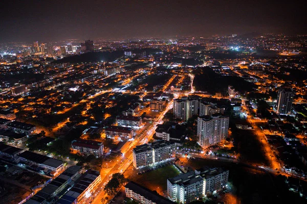 Blick von oben auf Malakka-Stadt bei Nacht. — Stockfoto