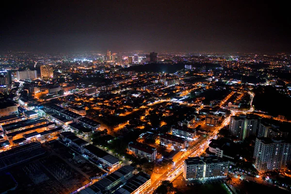 Vue du dessus de la ville de Malacca la nuit . — Photo