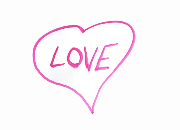 Pink Heart Love White Background Illustration — Stock Photo, Image