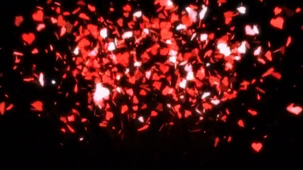 Explosão Confetti Coração Parte Inferior — Vídeo de Stock