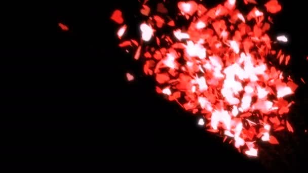 Hjärtat Konfetti Explosion Höger — Stockvideo