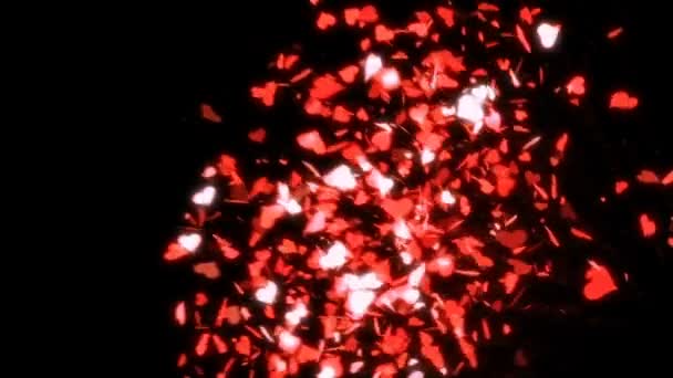 Explosión Del Confetti Del Corazón Derecha — Vídeo de stock
