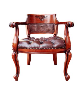 Ahşap Vintage Beyaz arka plan üzerinde izole koltuk