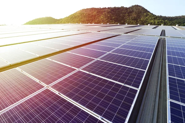 Solar Tetőtéri Panorámás Gyönyörű Napfény — Stock Fotó