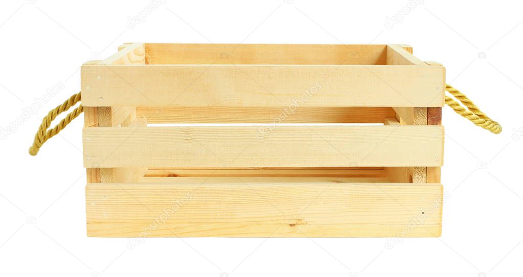 Front View Wooden Crate isolated on white background