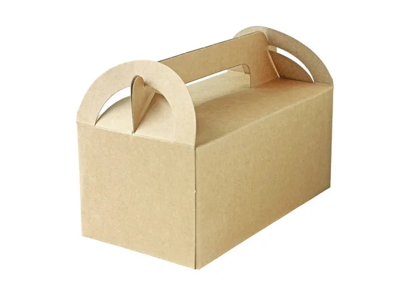 Brown Paper Box Gesloten Geïsoleerd Witte Achtergrond — Stockfoto