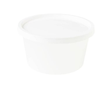 Beyaz şeffaf kase beyaz beyaz arka plan üzerinde izole kap