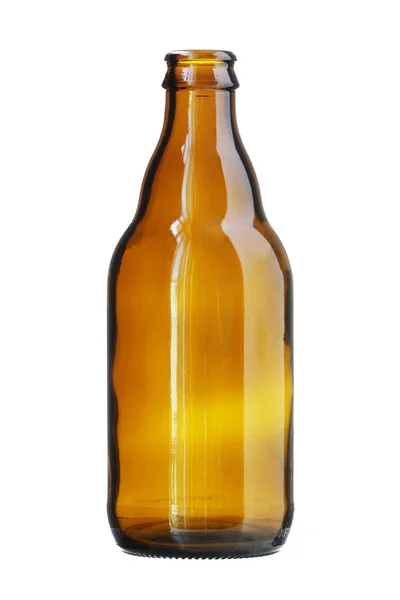白い背景に分離された短いブラウン ビール瓶 — ストック写真