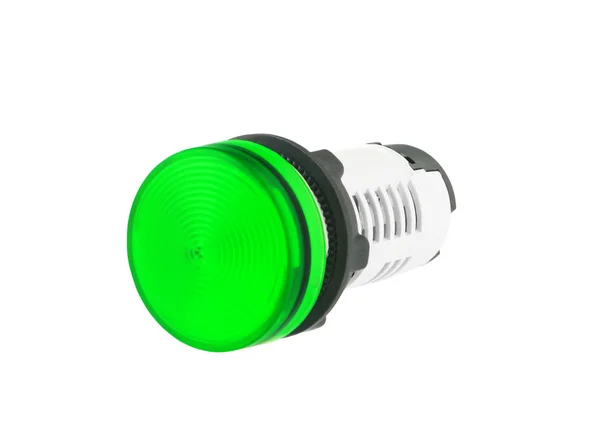 Verde Indicatore Lampada Isolata Sfondo Bianco — Foto Stock
