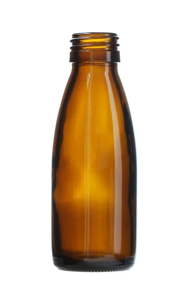 ブラウン ガラス瓶スレッド口の白い背景の分離 — ストック写真
