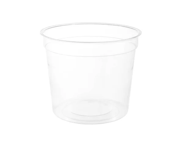 圆透明塑料杯子查出在白色背景 — 图库照片