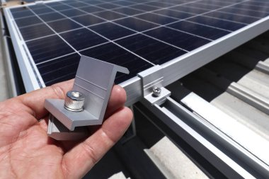 Solar PV Panelinin Arka planda Nasıl Kullanılacağını Elle Tutma Uçlu Kıskacı