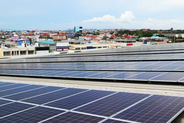 Solar Dak Kleurrijke Stad Achtergrond — Stockfoto