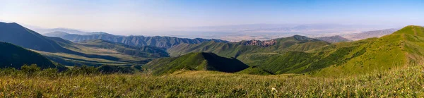 Panorama Horského Údolí Létě Letecký Výhled Pohádkový Západ Slunce Nad — Stock fotografie