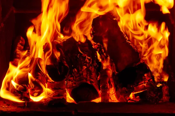 Papel Parede Com Fogo Brilhante Dentro Braseiro Chama Fogo Preparação — Fotografia de Stock