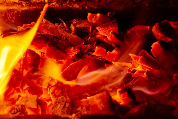 Tapeta Jasnym Ogniem Wewnątrz Brazier Płomień Ognia Przygotowanie Gotowania Grilla — Zdjęcie stockowe
