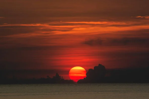 Природні Явища Sundown Приховані Горизонт Океану Лінія Драматичні Сутінки Sky — стокове фото