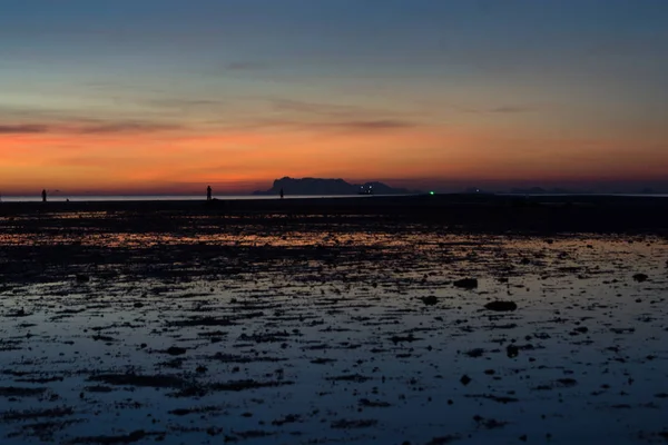Abenddämmerung Himmel Abenddämmerung Bei Ebbe Insel Meer Malerische Aussicht Vom — Stockfoto