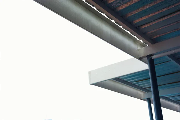 Modern mimari bina izole beyaz arka plan metalik Sunroof