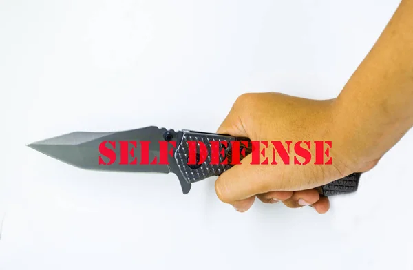 KNIFE IN MAN\'S HAND , SAFE LIFE TO LEARN SELF-DEFENCE