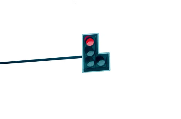Światła Trafficzne Czerwonym Wyszczególnym Gromie Białym — Zdjęcie stockowe