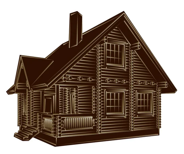 Skizze Eines Holzhauses — Stockvektor